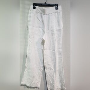 Lands End Women's Lagenlook 100% linen mid-rise Wide Leg Pants. Size 10 in EUC